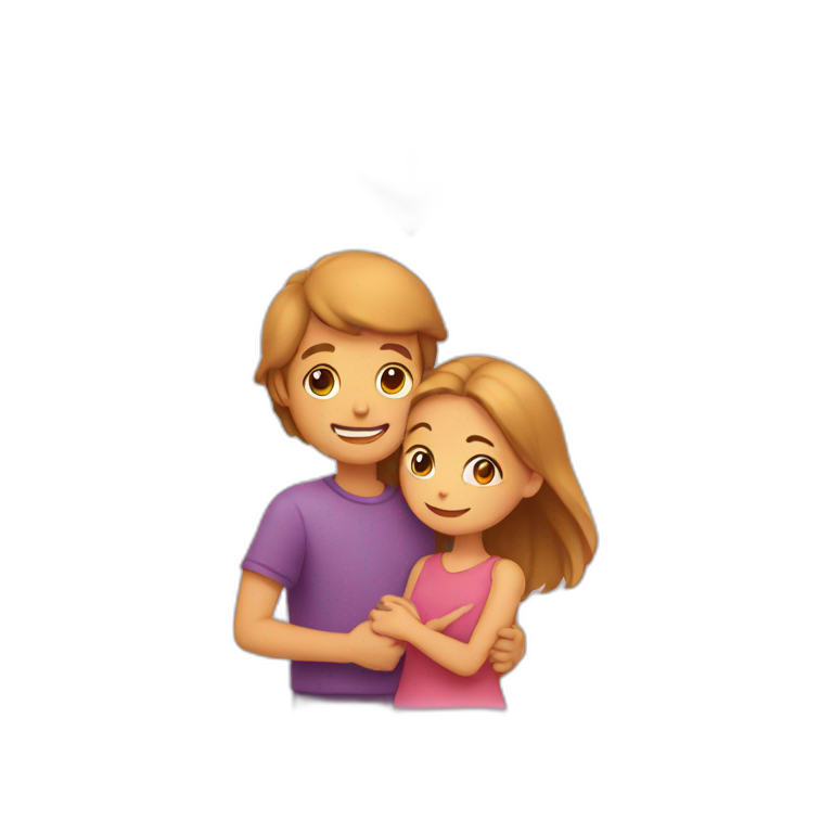 A Guy and a girl hugging with hearts emoji