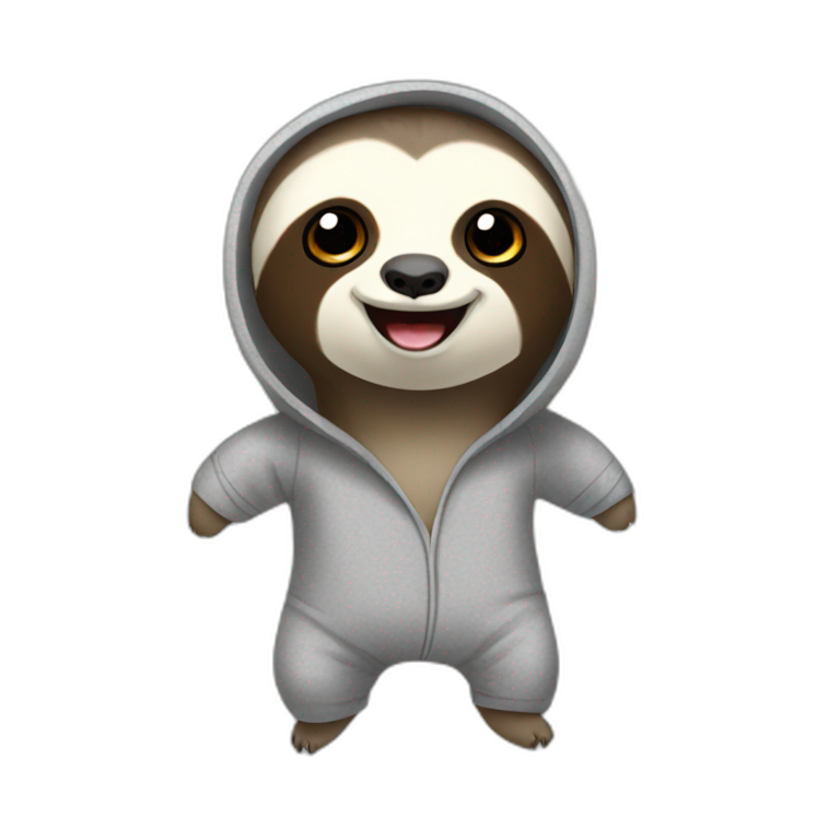 Excited Sloth in grey pajamas emoji