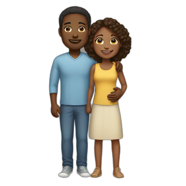 interracial couple with two kids emoji