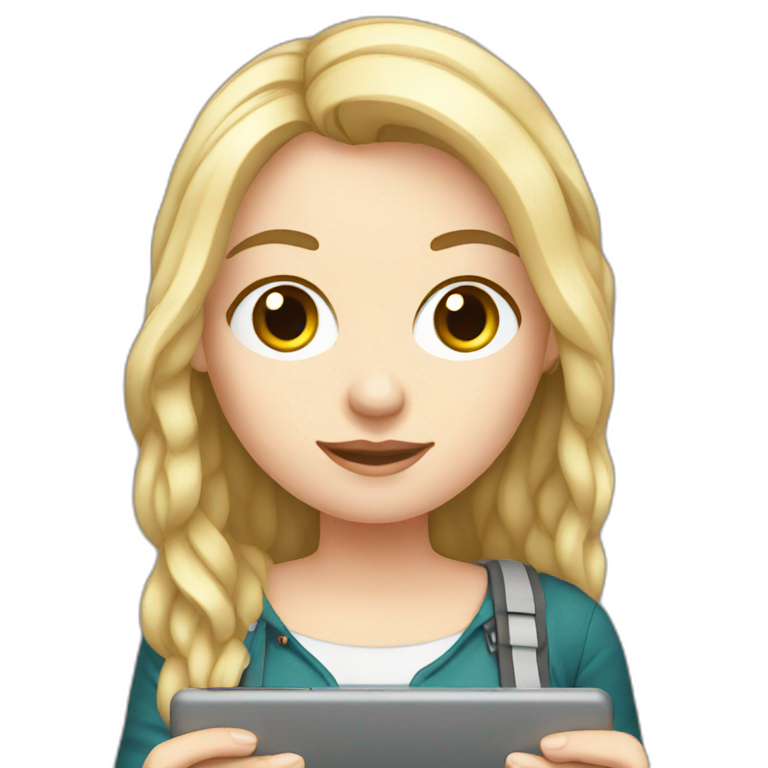 white girl holding tablet pixel aspect emoji