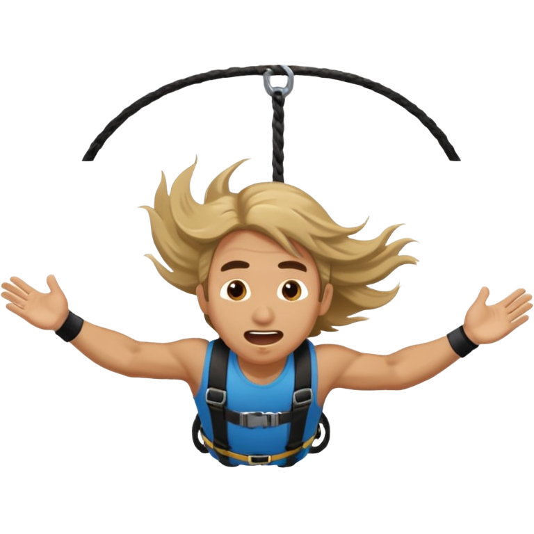 bungee jumping man face only with flying long hair and open mouth Sticker