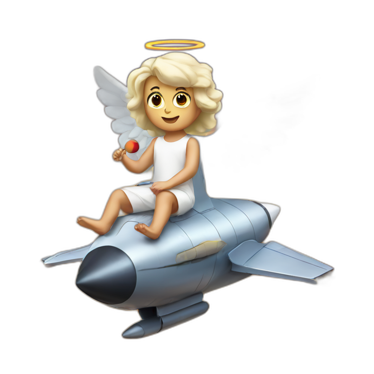 Angel sit on rocket emoji
