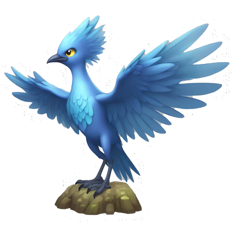 Edgy Fantasy legendary blue bird water-type-Hydro-Phoenix-avian Fakemon full body emoji