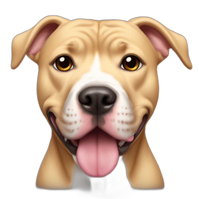 cute blond dog ears up pitbull dark snout emoji