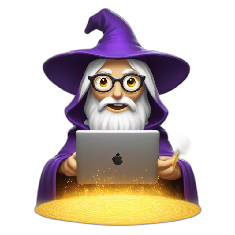 evil wizard coding genius with powerful magic emoji