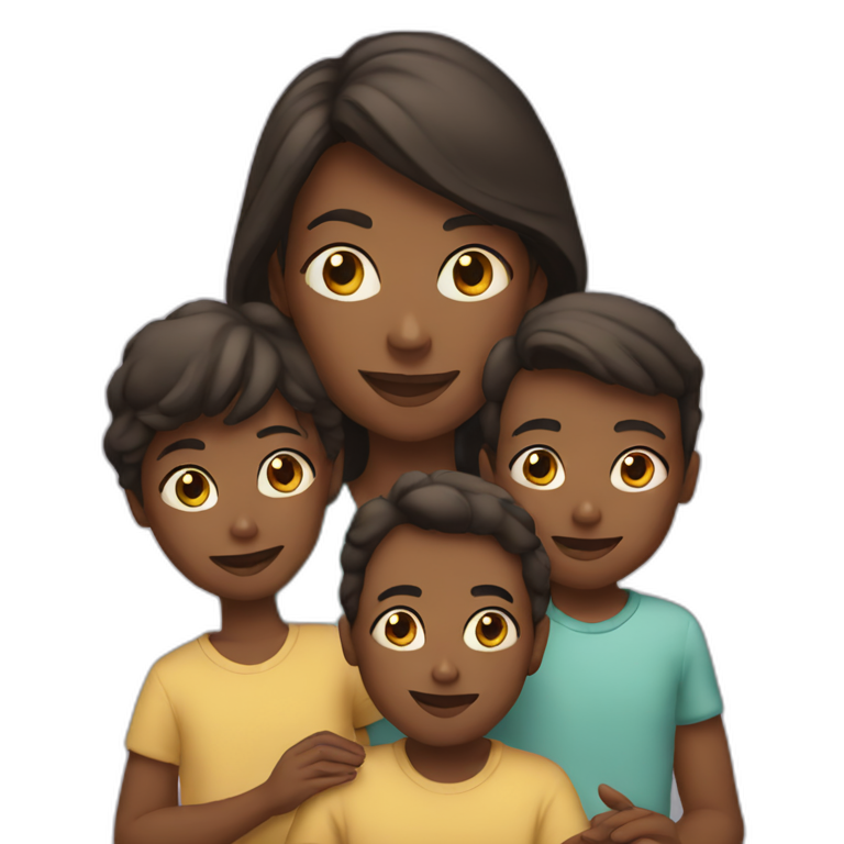 a  white mother with his three children emoji