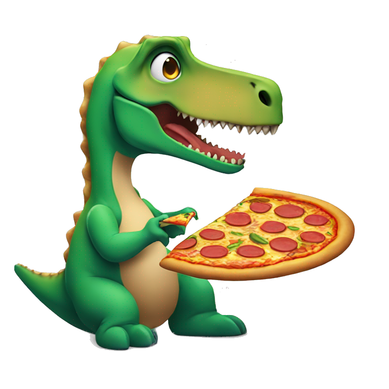 dinosaur eating pizza emoji