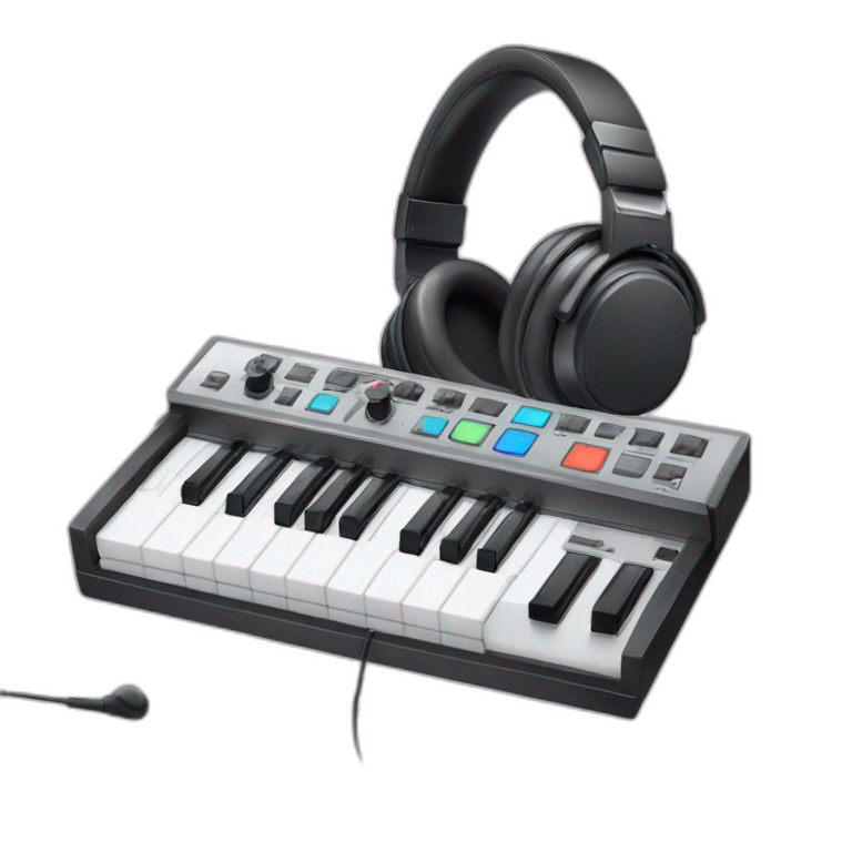 MIDI controller and headphones emoji