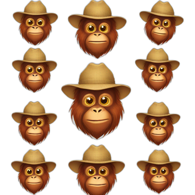 chinese orangutan with farmer hat emoji
