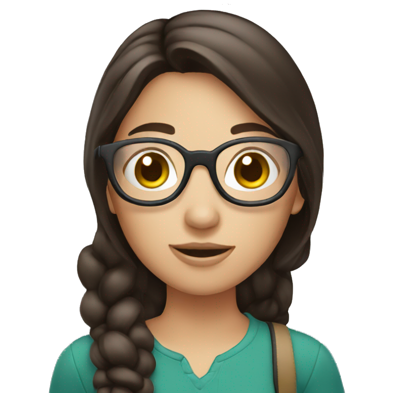 Brunette girl with camera emoji