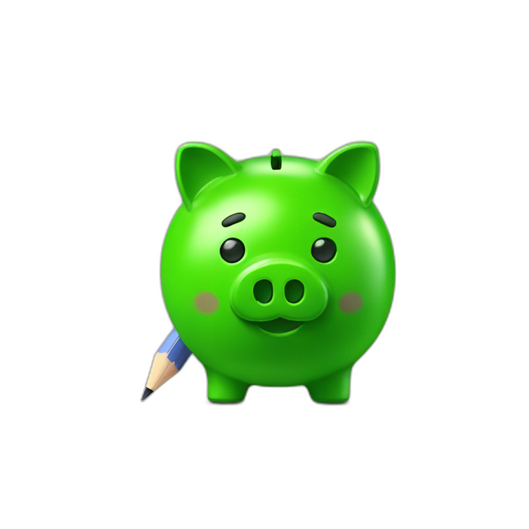green piggybank with pencil emoji