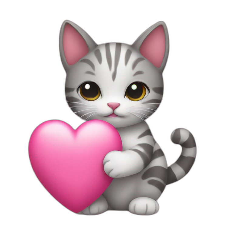 cat holding pink heart icon emoji