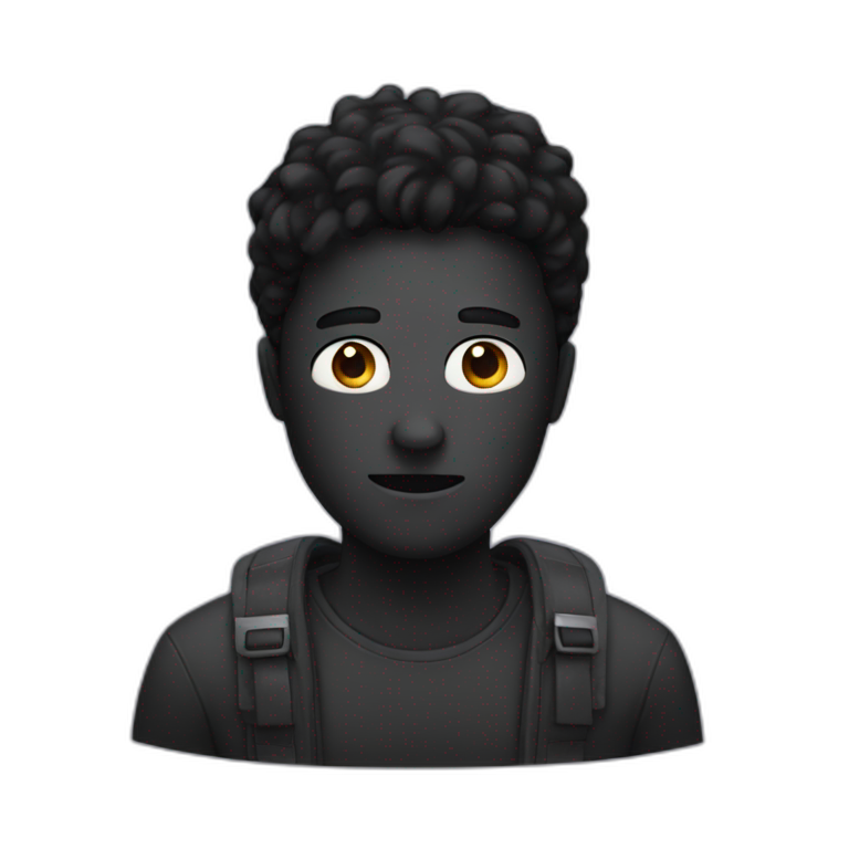A guy with black hair wear mask emoji