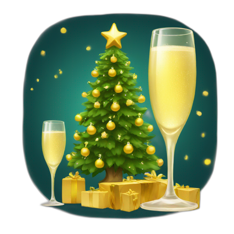 new year tree and champagne emoji