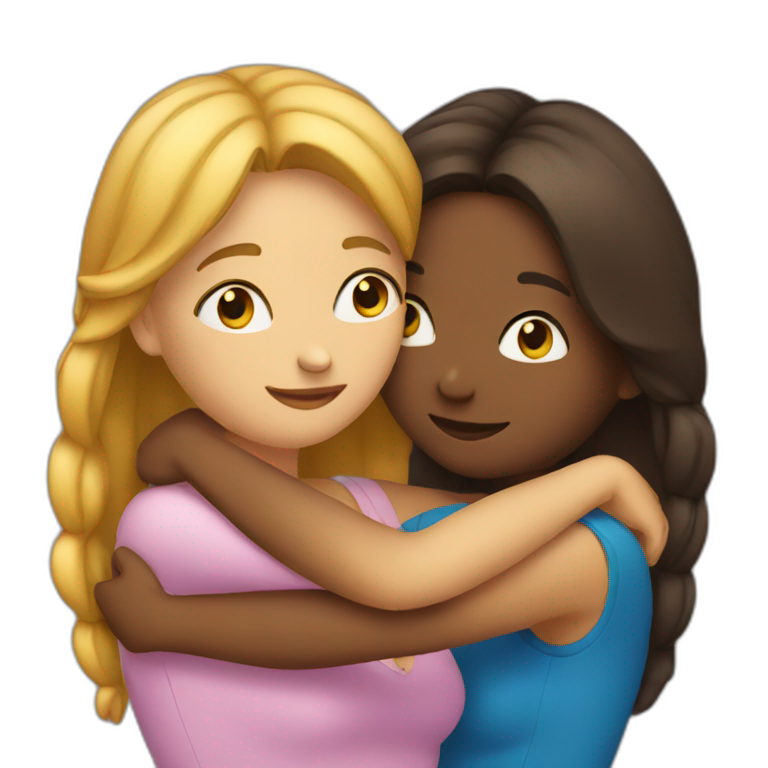 Two women hugging emoji