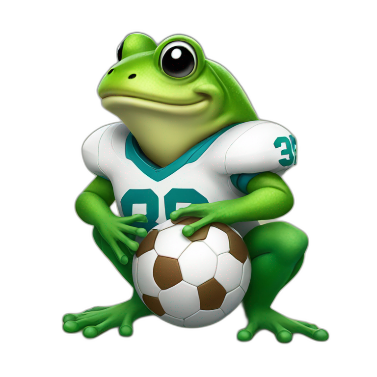 Frog holding a football emoji