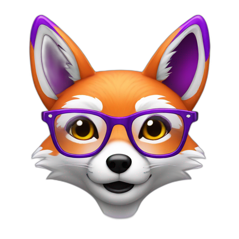 a purple fox with glasses emoji