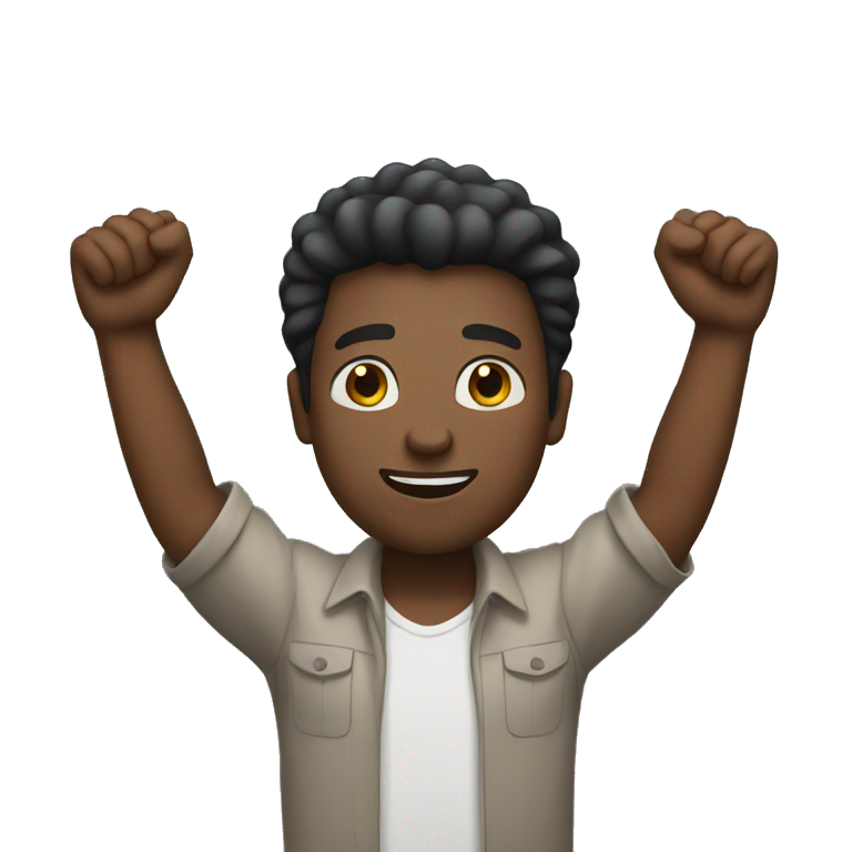 black man arms raised high emoji
