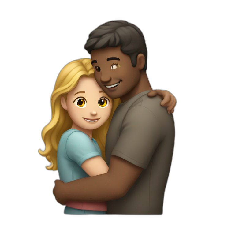 a man and a girl hugging emoji