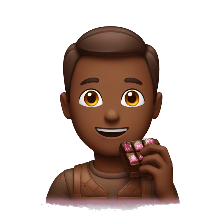 Man eating chocolate emoji