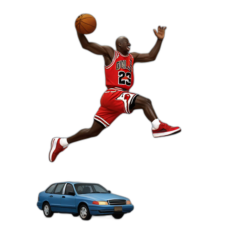 Michael jordan jumping over car emoji