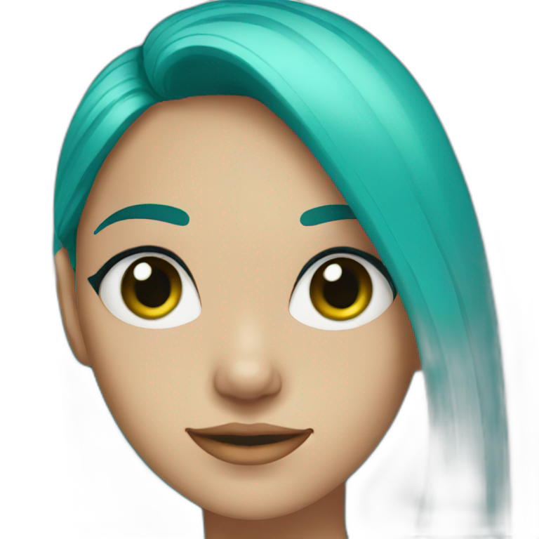 girl with green eyes and blue hair emoji