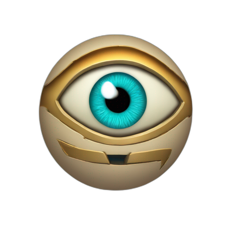 3d sphere with a cartoon Strider skin texture with Eye of Horus emoji