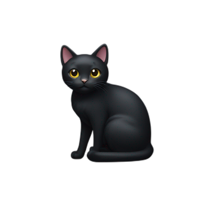 black cat with a withe spot on the breast emoji