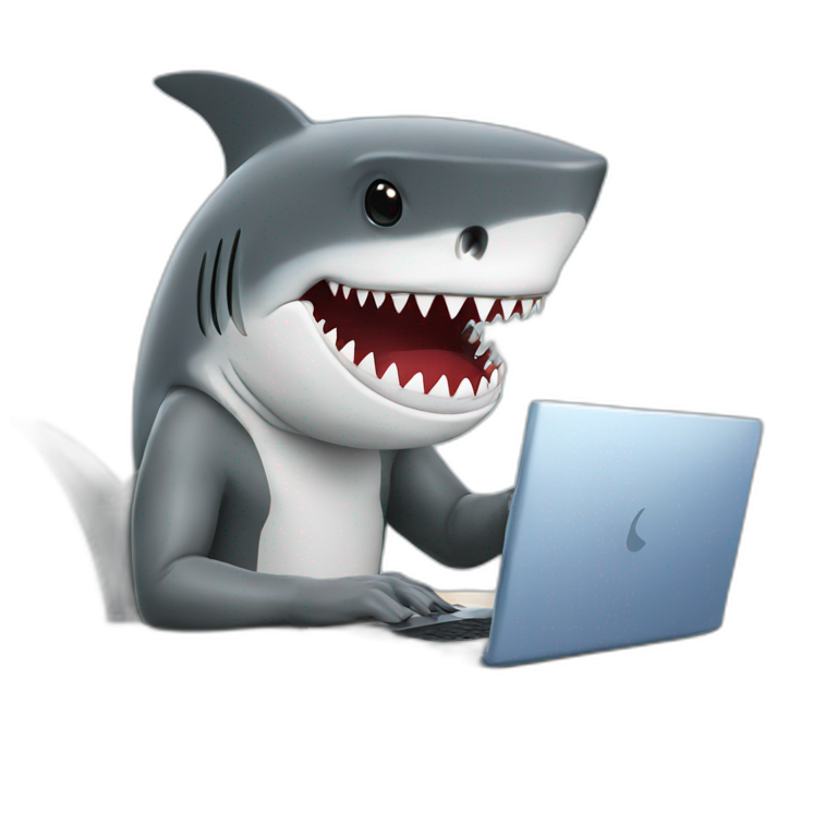 Shark hacker with laptop  emoji