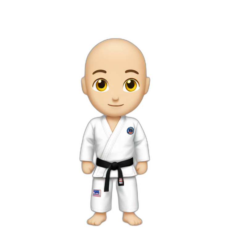 young man brazilian jiu jitsu shaved head white belt emoji