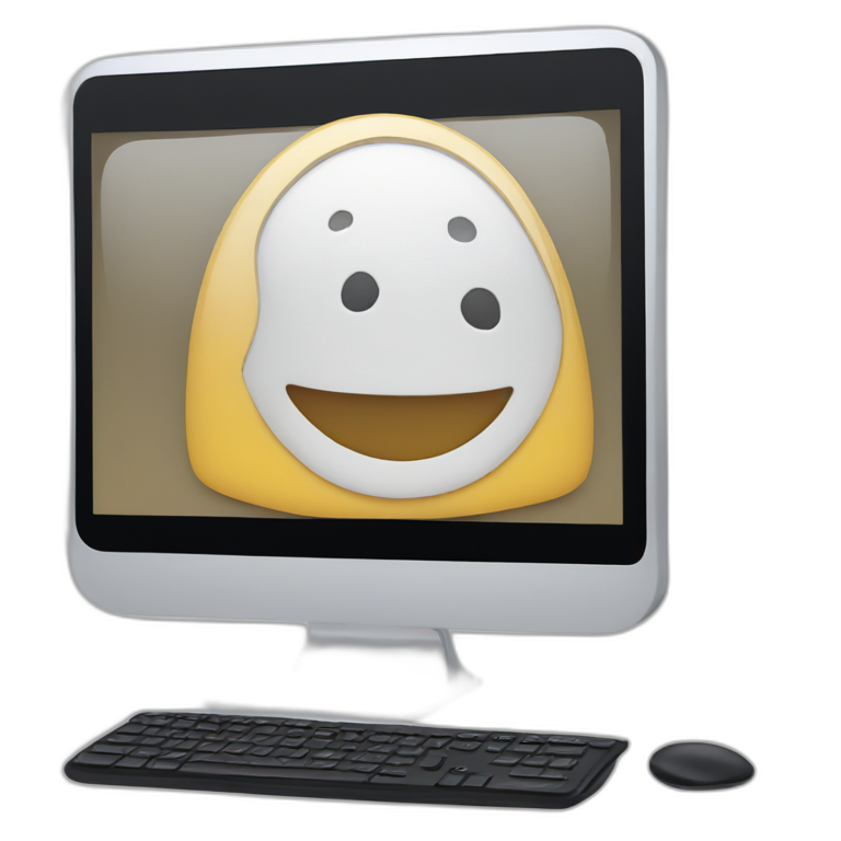 computer with the video call on the screen emoji