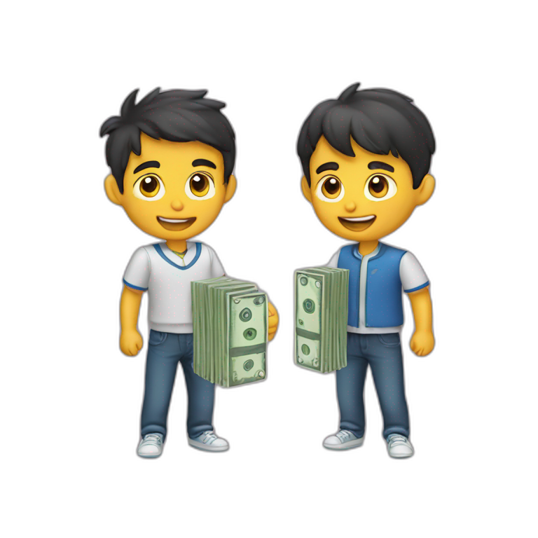 two boys with case money emoji