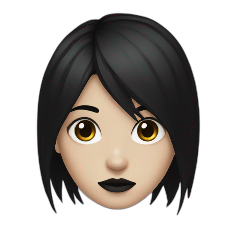 goth girl with black hair emoji