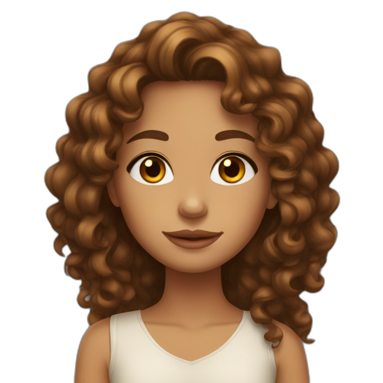girl with long curly brown hair, earrings, brown eyes, tan skin, freckles emoji