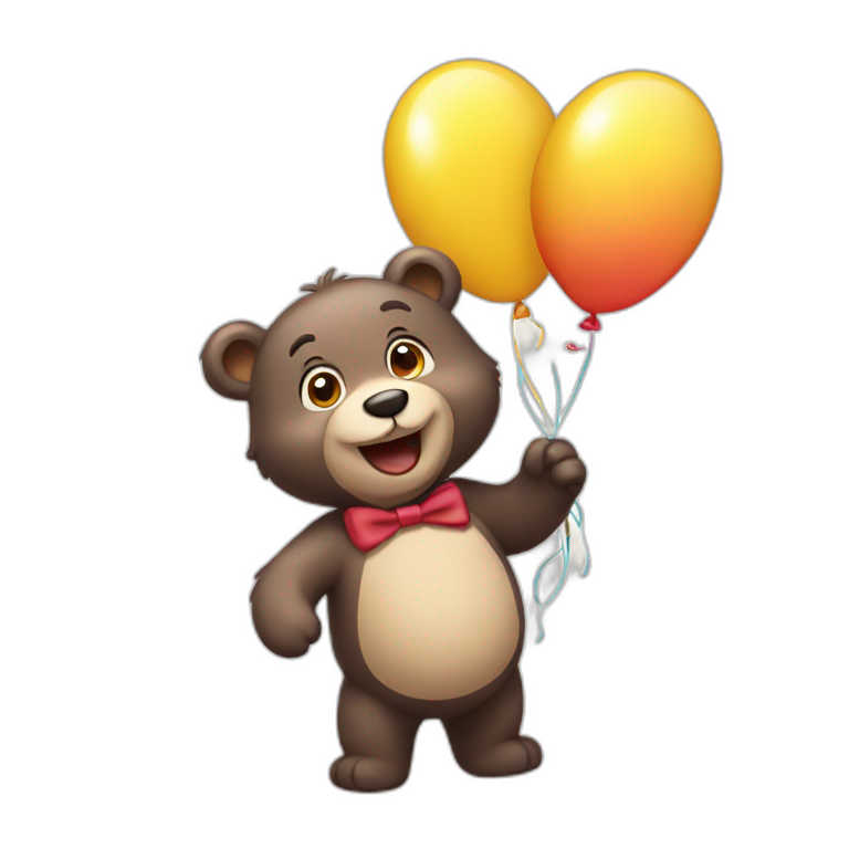 happy bear with balloons  emoji
