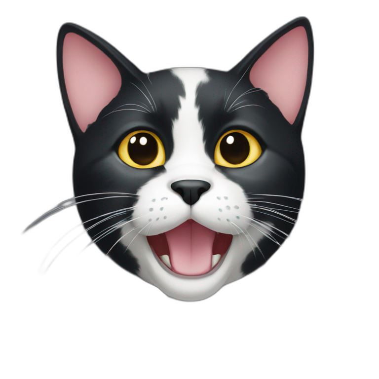 Black cat with white spots on face emoji