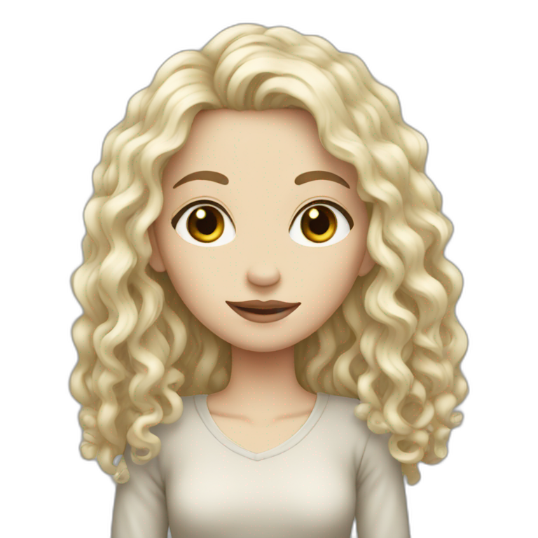 Very Thin pale woman very long black hair curly  emoji