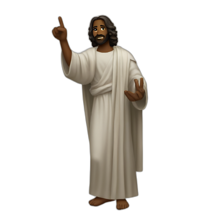 Black Jesus holding  up a peace sign emoji