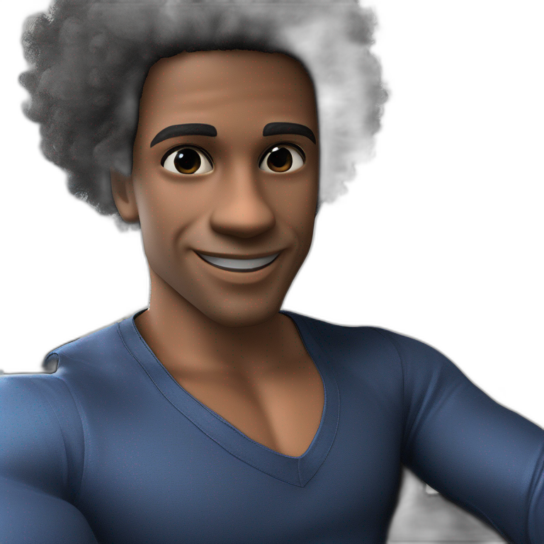 confident afro boy in blue shirt emoji
