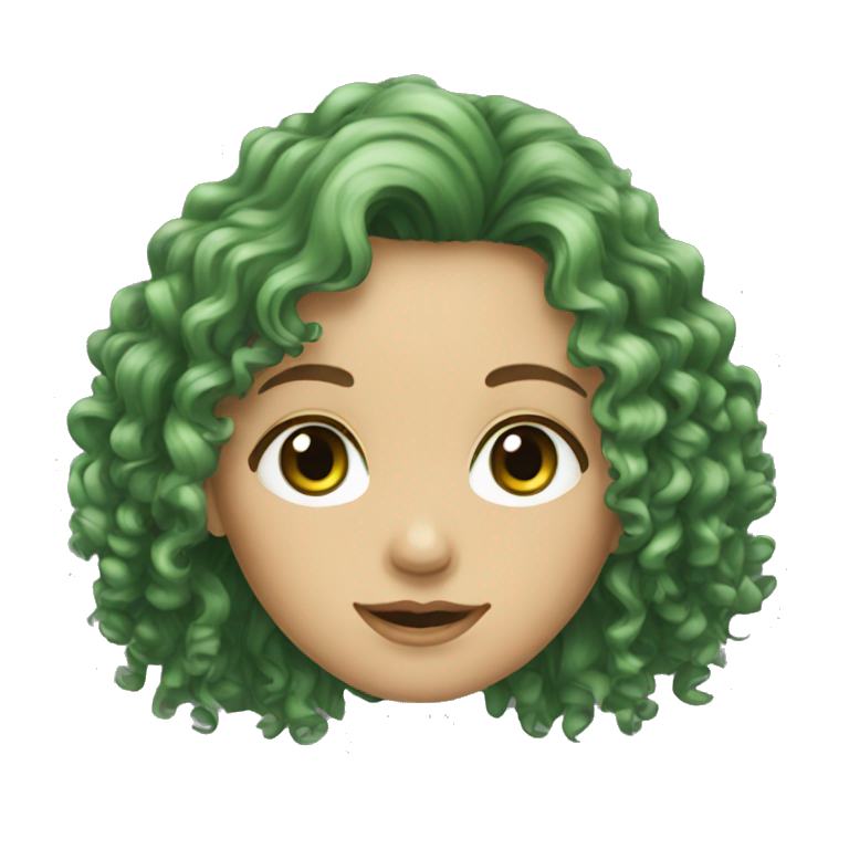 Long curly hair girl green eyes emoji
