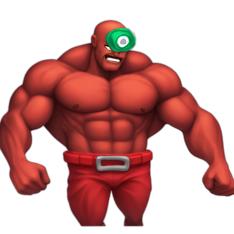 muscular red-skinned lone figure emoji
