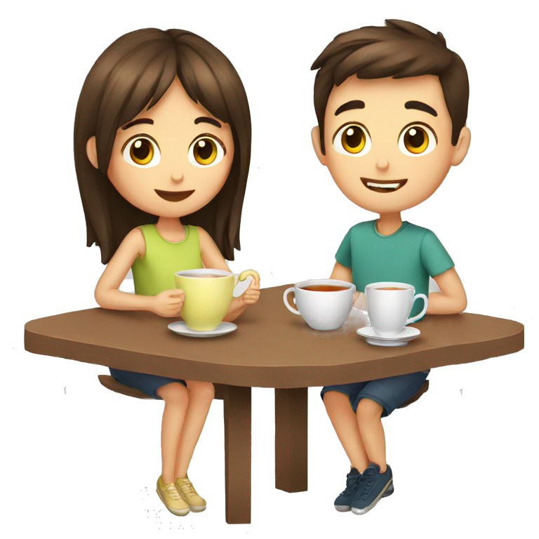 A boy and girl drinking tea emoji
