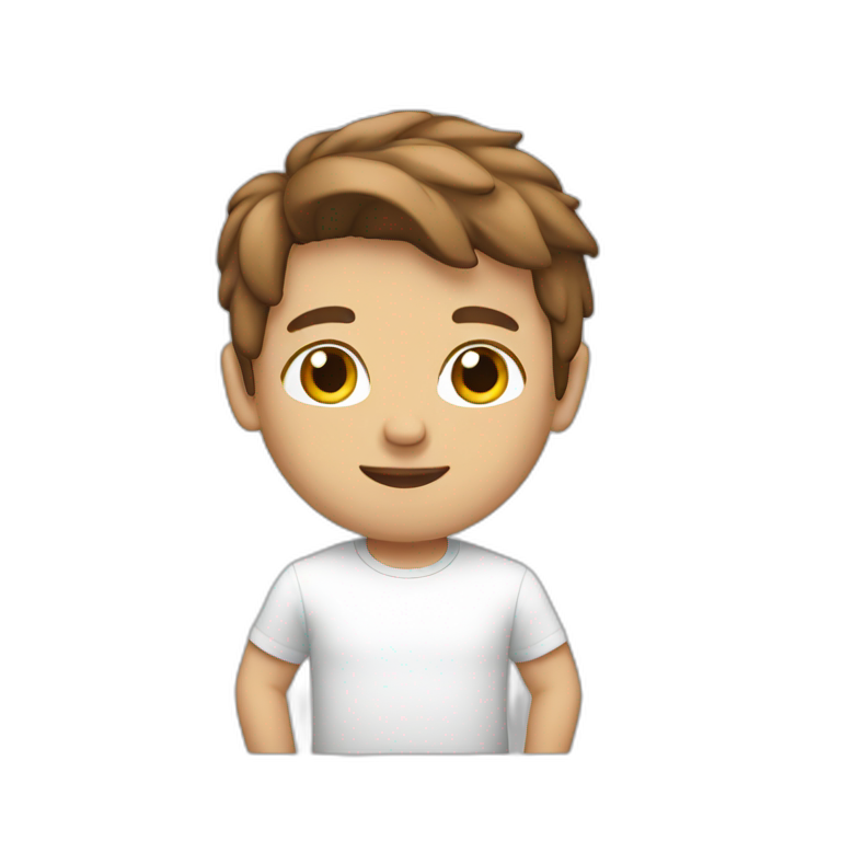 white  Boy Brown hair with t-shirt white emoji