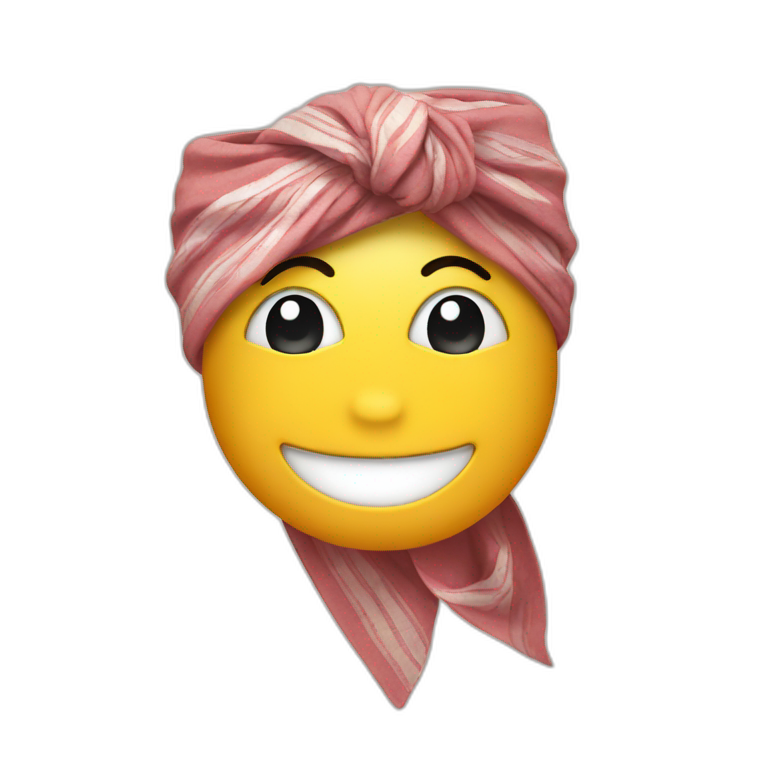 A smiling face emoji with a bandana on emoji