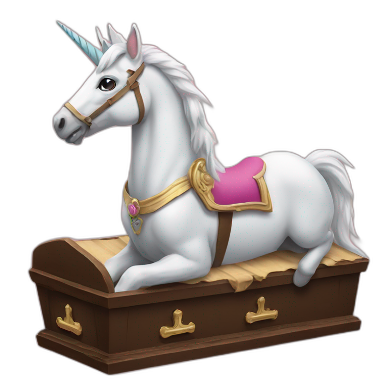 an unicorn riding a coffin emoji