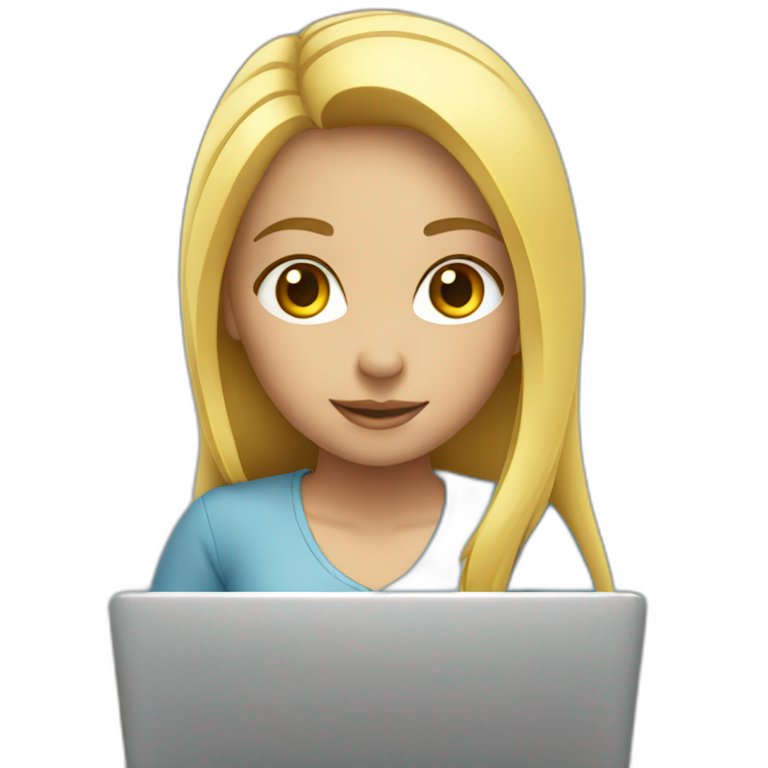 girl blond work on laptop emoji