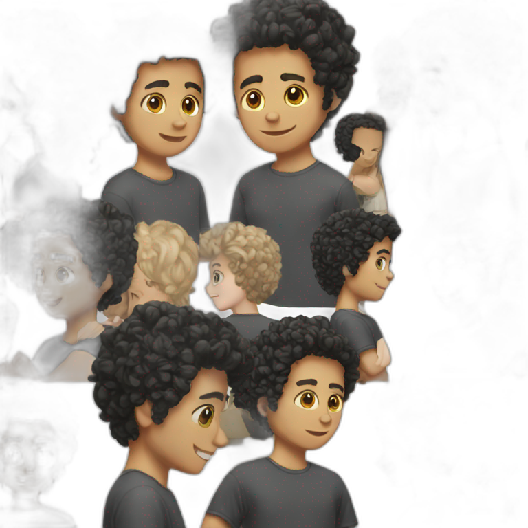 white boy with black curly hair emoji