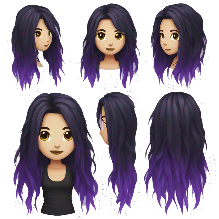 emo black purple long hair emoji