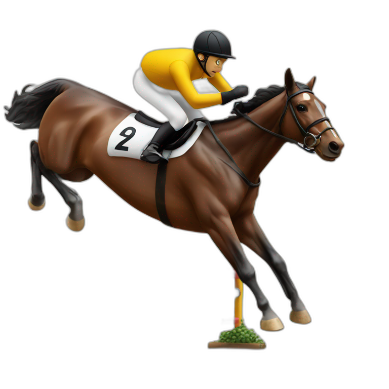racing horse jumping over a hurdle emoji