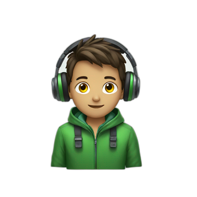 boy with headphones and green jacket emoji